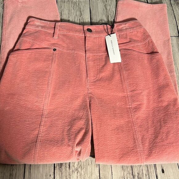Rebecca Minkoff Women's Sandra Corduroy Pants Crop Pockets Stretchy Pink Size 4 - Picture 4 of 8